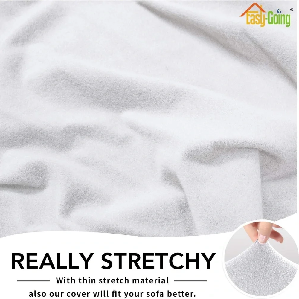 Chair Slipcover 1 Piece Stretch White Velvet Furniture Protector Elastic Bottom